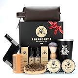 EXREIZSTBartpflege Set für männer, Bartpflege Set,mit 2 Bartöl BartbalsamBartkammBartbürsteBartschablonenTassenReisetasche,geeignet für Geburtstagsgeschenkefür Männer Ihn Vater Ehemann Bruder Freund