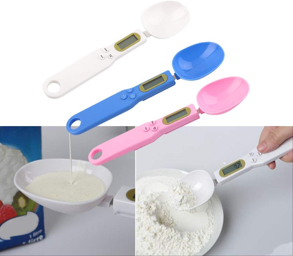 Food Scale Spoon, Portable Kitchen Scale High Precision Steelyard for Home 1.1lb/500g(0.1g) Accurate Electronic LCD Digital Measuring Weighing Tools Kitchen Accessories C52 Blue