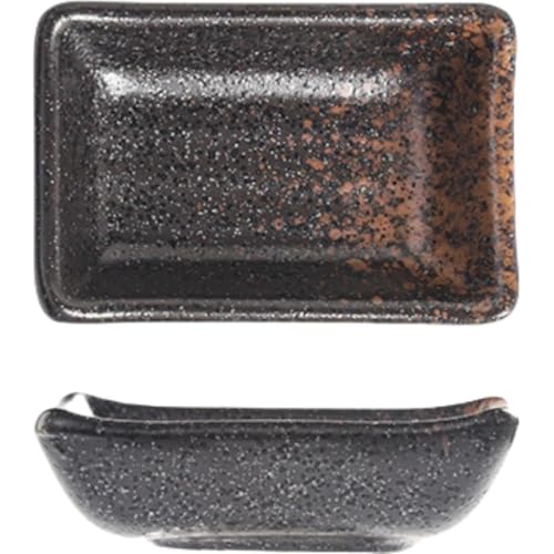 Wyazziv カラシ皿 醤油皿 しょうゆ皿 調味料皿 ケチャップ皿 小皿 陶磁器皿 斜め設計 スタッキング可能 しょうゆの付けすぎ防止 お刺身用 寿司用 調味料用 焼肉屋用 家庭用 業務用 軽量 洗いやすい 2個 (C)