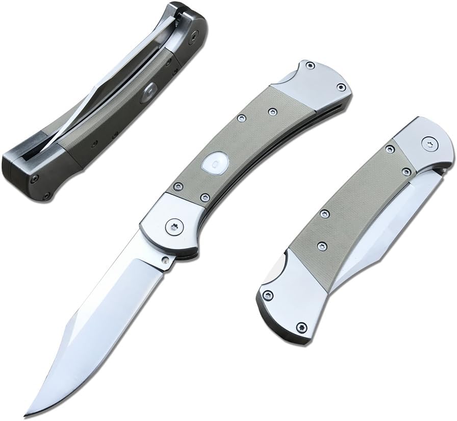 push button assisted opening Folding Knife,440C Stainless