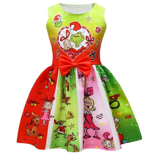 Fcercankyd Cute Christmas Outfit for Little Girls - Sleeveless Princess Holiday Party Dress 3-10 Years