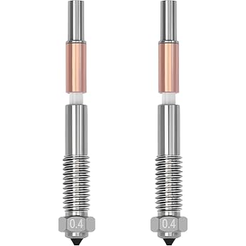 2 x Bi-Metal Quick-Swap 0.4 mm Nozzle for QIDI Plus 4 Ceramic Neck Tube Copper Alloy Hardened Steel Integrated Nozzle High Temperature Resistant for QIDI Plus 4 3D Printers