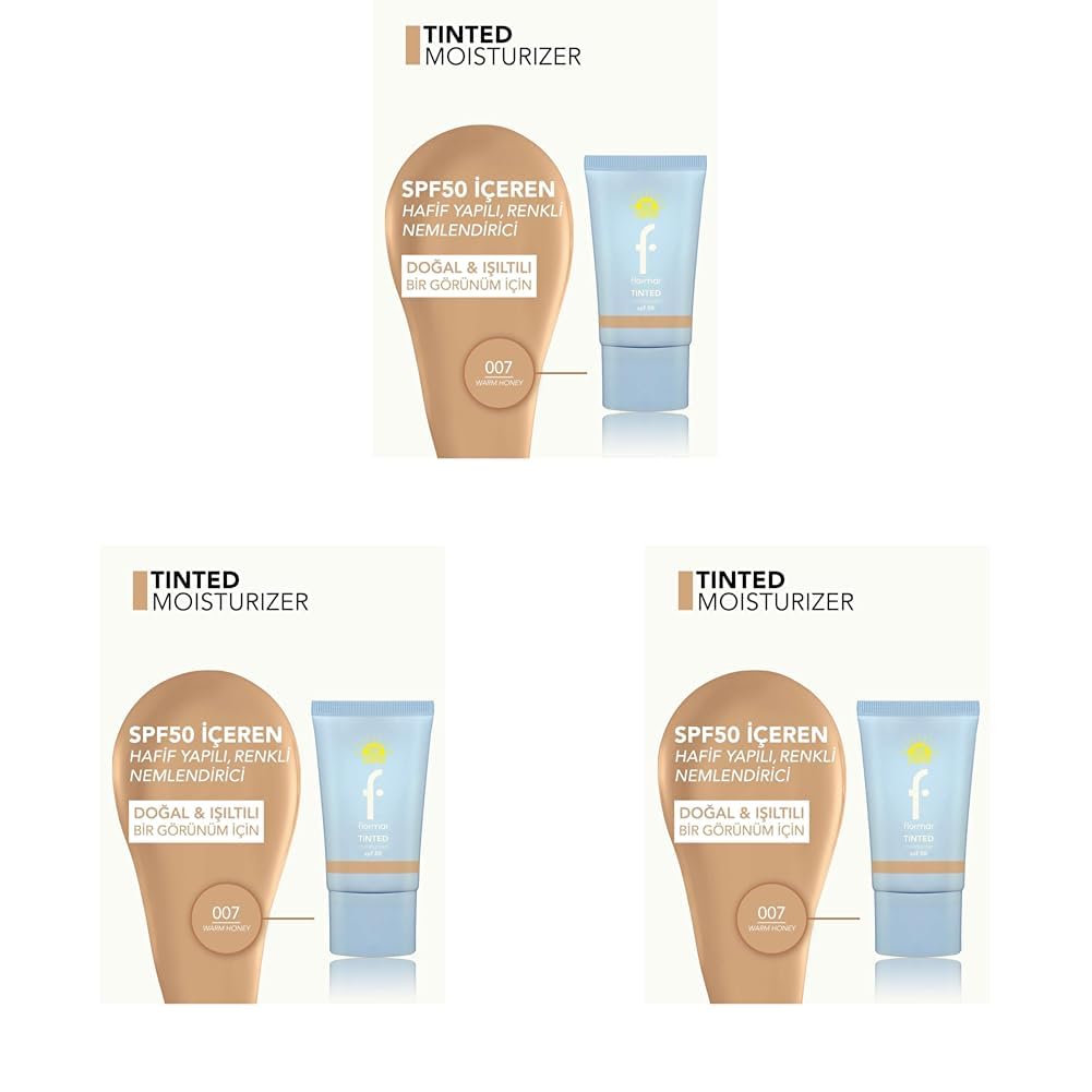Flormar Sun Lovers Nemlendirici Etkili & Doğal Bitişli Renkli Güneş Koruyucu Spf50-007 Warm Honey (3 paketi)