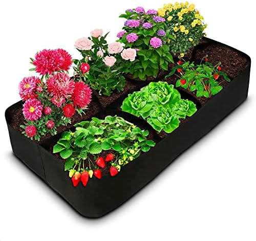 Fabric Raised Garden Bed Liner - 135 Gallon Container Grow Bag with 8 Holes Rectangle Flower Pots Outdoor - Planters for Outdoor Plants Breathable Vegetable Garden Bed Flower Pots Gardening Supplies