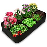 Fabric Raised Garden Bed Liner - 135 Gallon Container Grow Bag with 8 Holes Rectangle Flower Pots Ou