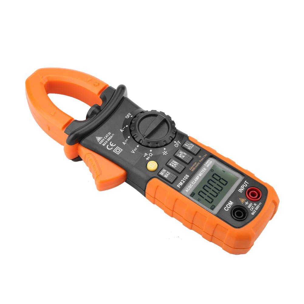 Pinza Multímetro, PEAKMETER PM2108 Multímetro Digital Portátil Digital 6600 Cuenta AC/DC Pinza Medidor Corriente Tensión Resistencia Prueba de Resistencia, Prueba de Continuidad en Circuito,