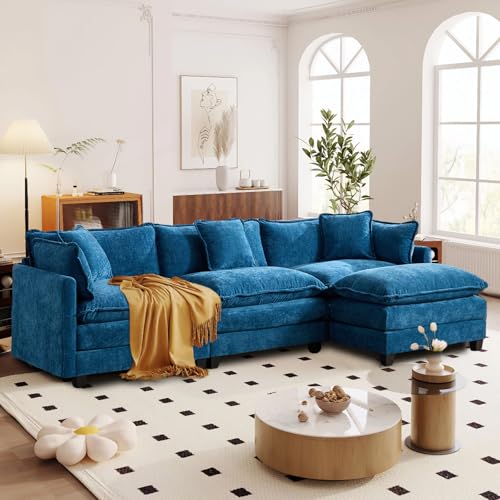 SoarFlash 113.78' Chenille Sectional Sofa, Comfy L Shaped Modular...