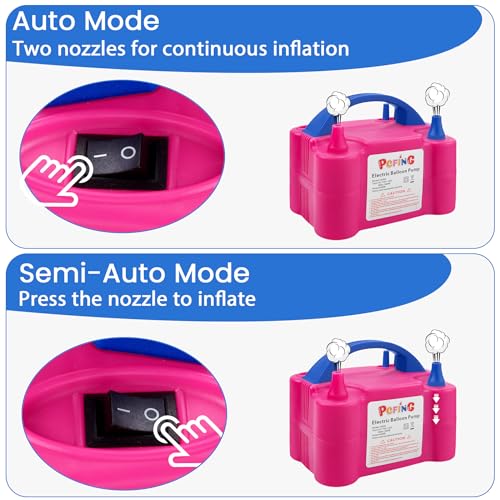 PCFING Balloon Pump Electric, Portable Balloons Inflator Blower Machine with Balloon Tie Tool & Dual Nozzle
