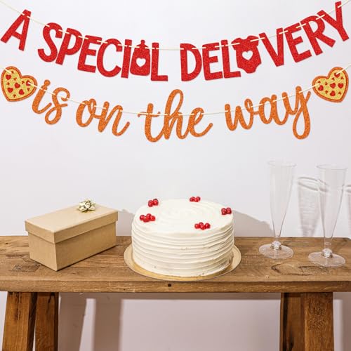 GXSOVSO Pizza Baby Shower Decorations, A Special Delivery Is on the Way Banner, Pizza Party Decorations, NO-DIY - image 6