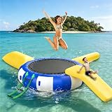 Water/Lake Trampoline – Inflatable Floating Swim Platform with Slide & Diving Blob – Fun for All Ages – Choose 10Ft, 13Ft, Or 16Ft,10ft