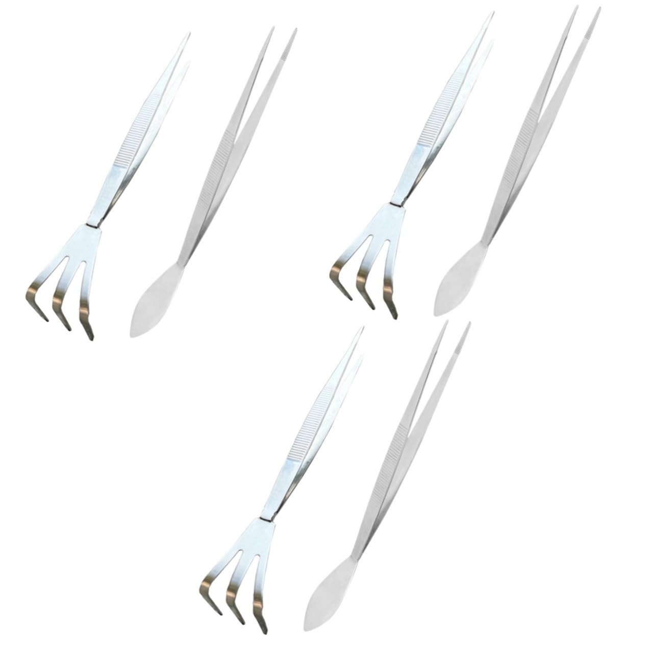 UKCOCO 3 Set Strumenti Per Bonsai Inossidabile Pinzette E Rastrello Per Giardinaggio Utensili Leggeri E Compatti Per Piante 2 Pezzi*3