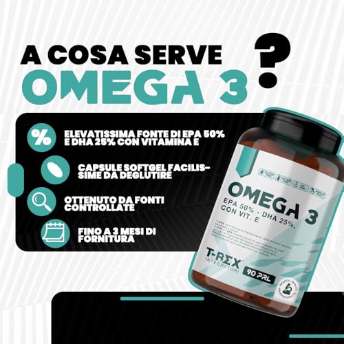 Omega 3 Olio di Pesce FOS 1000 mg - 90 capsule softgel ad Alto Dosaggio EPA 500 mg DHA 250 mg - Integratore Colesterolo, Pressione alta, Cuore - Certificato pesca sostenibile FOS - 2