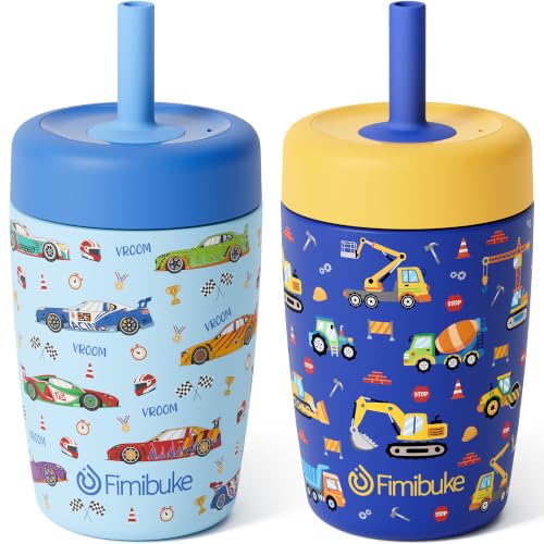 Image of Fimibuke Toddler Cups Spill Proof, 12 OZ Kids Tumbler Sippy Cup for Toddler