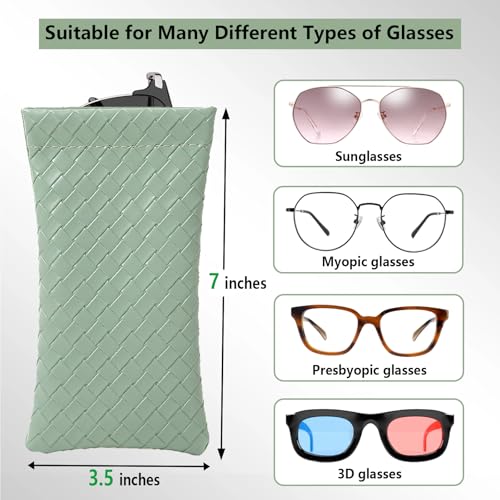 Image of 2 PCS Glasses Case, Hidden Squeeze Top Sunglasses Case, Soft Leather Eyeglass Case Portable Glasses Pouch for Women Men