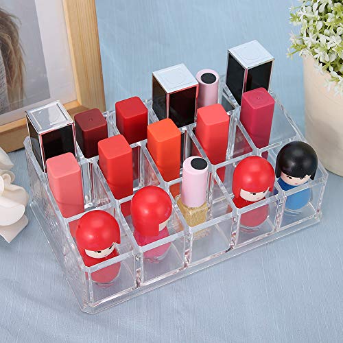 Cosmetic Makeup Organizer, Polished Surface Acrylic Lipstick Holder 16 Grid Large Capacity Save Space for Nail Polish for Lipsticks