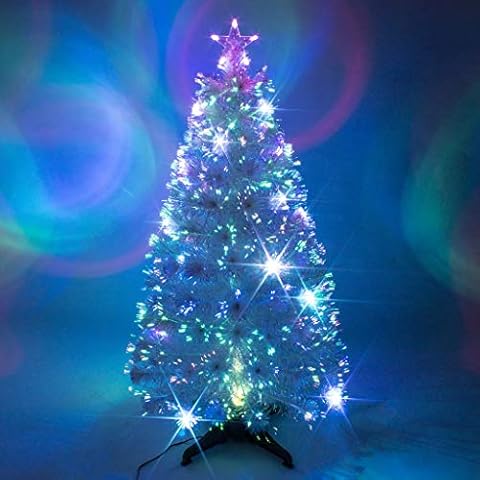 5ft White Artificial Fibre Optic Christmas Xmas Tree with Multi LED 150cm Cover