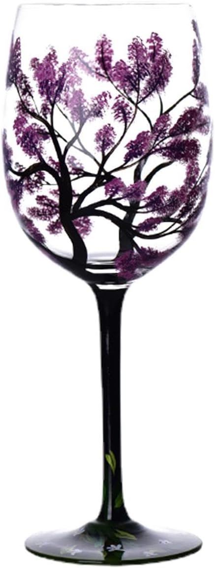 Wine Glasses Decorative - Hand Painted Tree Glassware, Four Seasons Tree Wine Glasses | Unique Glass Cup for Home Decor OrnamentGifts, Drink Ware Hand Painted Art Wine Glasses for Home Decoration