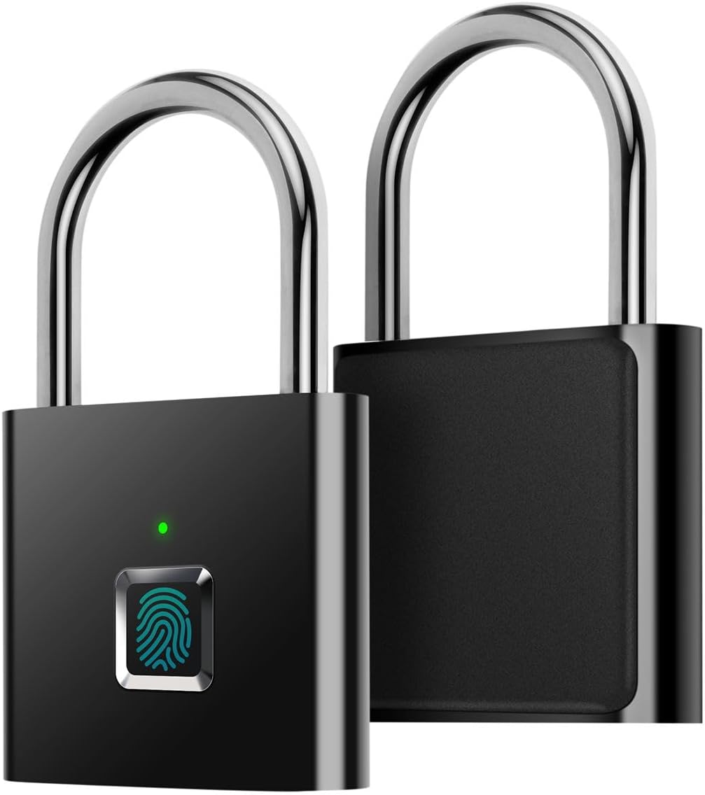Fingerprint Padlock,AICase Ultra Light One Touch Open Fingerprint Lock with USB Charging for Gym, Sports, School Employee Locker,Fence, Suitcase,Bike No App, No Bluetooth，No Trouble