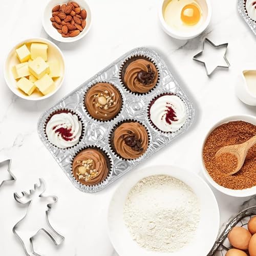 Bluesky Disposable Aluminum Foil Muffin Pans-(Pack of 4) -Perfect for Home Bakers, Standard, Silver