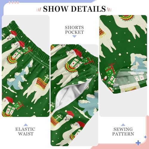 ZZXXB Christmas Llama Snow Boys Long Pants Soft Trousers Elastic Waist Kids Lounge Bottoms with Pockets S-XL4