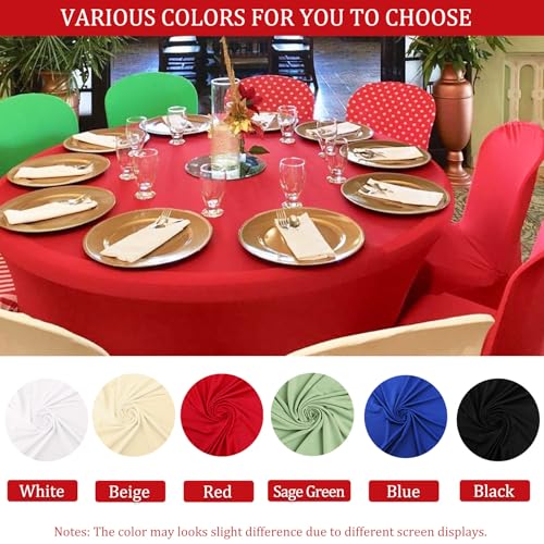 JALANCY 4 Pack 6FT Round Spandex Tablecloth 72" Round Elastic Table Cover Washable Wrinkle Resistant Fitted Table Cloth for Wedding Party Birthday Banquet Bar Events(Red) by JALANCY - Image 4