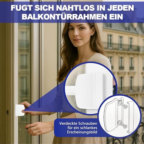 HAZMA 1Er Set Balkontürgriff Außen Für Platzsparende Montage Zwischen Tür Und Rollladen,Terrassentür Griff In Verdeckt, Terassentürgriff Außen Mit Schrauben Und Schraubenabdeckung(Weiß)