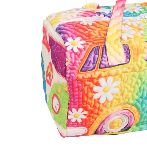Sac de voyage matelassé fleurs rétro 45cm en toile polyester