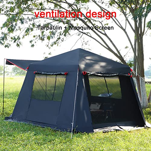 Carpa para camping 4 personas, protección solar, negra miniatura 5