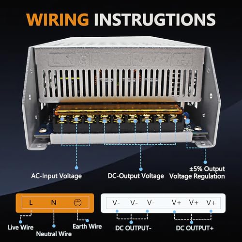 AC to DC Converter 48V 25A 1200W Power Supply,Universal SMPS 110V/120V/220V AC to DC Converter Power Supply Transformer Driver Adapter for CCTV,RV,Pump,LED Strip (DC48V-25A-1200W)4