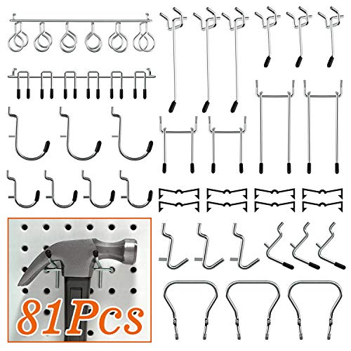 TUPARKA Ganchos de tablero de 51 piezas Surtido Surtido de ganchos de clavija con cerraduras de clavija de 30 piezas herramientas pared