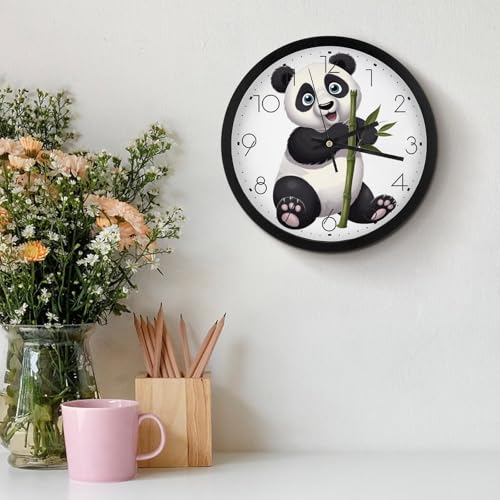Horloge murale moderne Naughty Panda quartz 25,4 cm ronde
