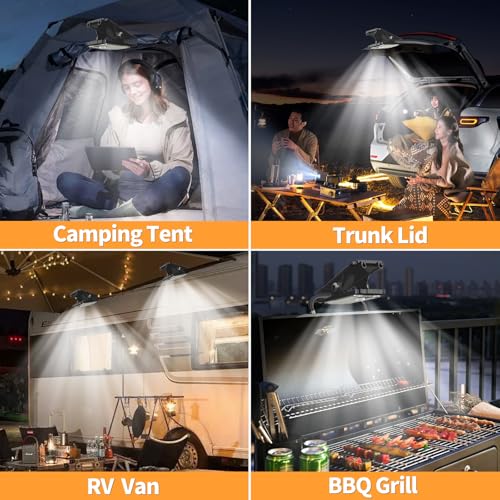 XYRIS Clip On Solar Light Outdoor 60 LED – Chain Link Fence Lights, Solar Chicken Coop Light, Solar Shed Light for Garden, Camping, Patio Umbrella, RV & Trunk Lid (2 Pack)