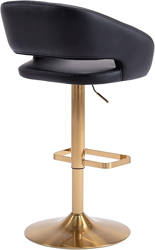 Miniatura 8 de Vogue Furniture Direct Taburete de bar ajustable con respaldo y brazos huecos, moderno taburete giratorio de piel sintética, silla de barra de