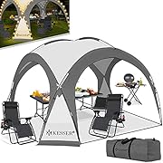 KESSER LED Event Pavillon inkl. Solarmodul Designer Dome Gartenzelt 3,6 x 3,6m Camping Partyzelt Eventzelt Festzelt Eventpavillon mit Beleuchtung wasserabweisend UV-Schutz Strandzelt Anthrazit