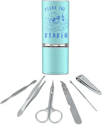 Relax the Kraken Funny Humor Stainless Steel Manicure Pedicure Grooming Beauty Care Travel Kit