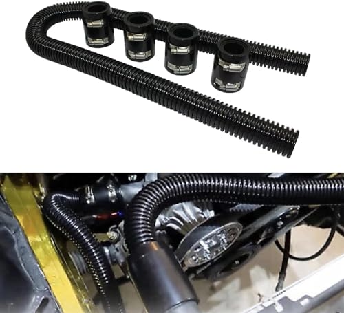 X-AVION 48'' Stainless Steel Radiator Hose Kit - Black Flexible Coolant Water Hose Kit with 4 Caps