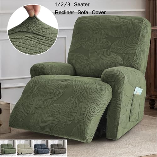 Funda de sofá reclinable de 2 plazas WJIAYAO elástica de peluche jacquard color rojo 4