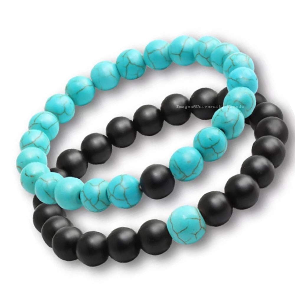 University Trendz Natural Stone Beads His Her Couple & Combo Yoga & Meditation Charm Bracelet for Men and Women (Blue-Black) (B07PWTGDZ3) Amazon Price History, Amazon Price Tracker