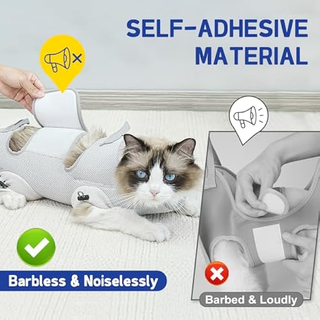 Supet Cat Grooming Hammock Harness for Nail Trimming, Cat Grooming Hanging Sling for Nail Clipping, Pet Restraint Holder for Cutting Nails, Medicine, Ear & Teeth Cleaning, Eye Care (Grey L)-cmvi0rUd