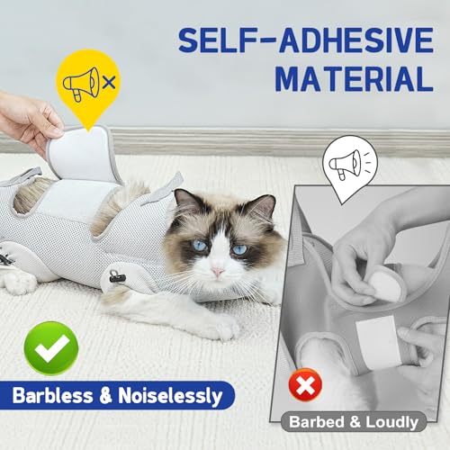 Image of Supet Cat Grooming Hammock Harness for Nail Trimming, Cat Grooming Hanging Sling for Nail Clipping, Pet Restraint Holder for Cutting Nails, Medicine, Ear & Teeth Cleaning, Eye Care (Grey M)