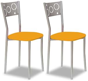 ASTIMESA SCPRNA Dos sillas de Cocina, Metal, Naranja, Altura de Asiento 45 cms