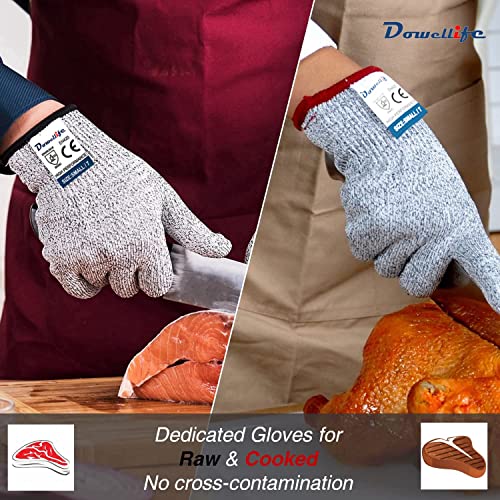 Dowellife Cut Resistant Gloves Food Grade Level 5 Protection, Safety Kitchen Cuts Gloves For Oyster Shucking, Fish Fillet Processing, Mandolin Slicing, Meat Cutting And Wood Carving. (Small-2 Pairs) #TOP1