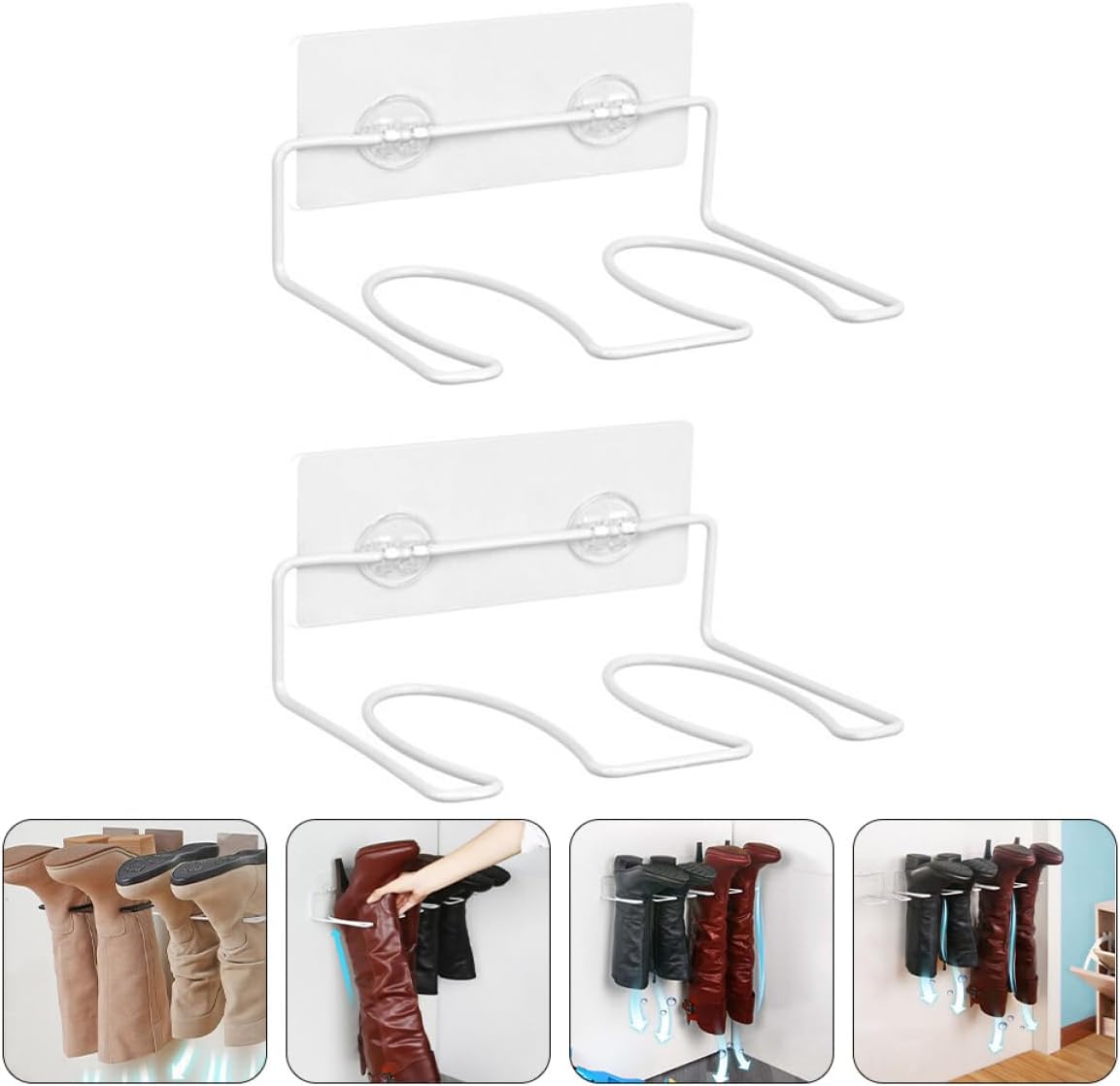 Luxshiny 2pcs Wall-mounted Shoe Storage Rack Space-saving Organizer for Home White Hanging Shelf for Boots and Slippers Creative Design for Tidy Entryway and Dressing Room