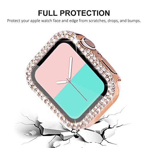 NewWays 2 Pack Compatible with Apple Watch Case 40mm Built-in Screen Protector,Women Diamond Bling Cases for iWatch Series SE(2025-2020) 6 5 4,RoseGold/Clear - Image 4