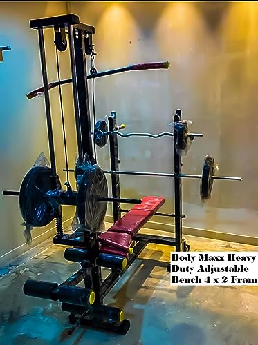 Image of Body Maxx 20 in 1 Multipurpose Weight Training Adjustable Bench, Black 4X2 Pipe frame.