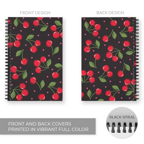 Carnet à spirale à pointillés cerises roses A5 format note de 120 pages - 3