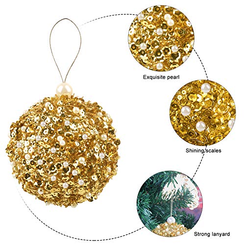 Zhanyigy 4.25" Christmas Ball Ornaments, 4Pc Set Gold Shatterproof Christmas Decorations Tree Balls For Xmas Trees Wedding Party Holiday Decorations (Gold) #TOP4