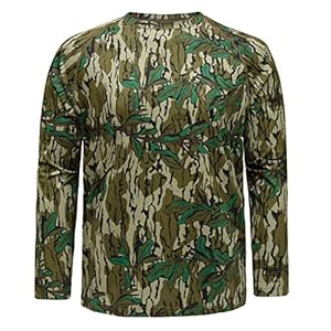 Mossy Oak Men’s Standard Hunting Shirt Camo Clothes Long Sleeve, Greenleaf, 2X