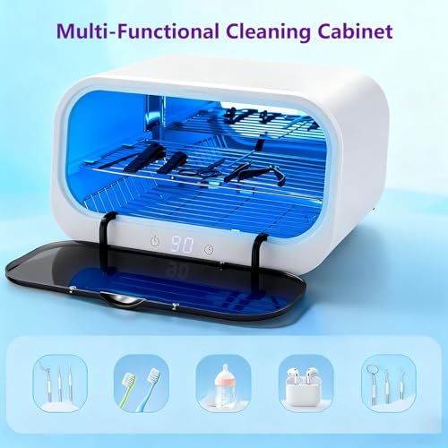 Double-Layer Sterilizer for Esthetician Tools, 360°Sterilizing Nail Tool Cleaner Box, Portable Autoclave Equipment for Beauty Salons, Spas, Tattoo and Dental Instrument