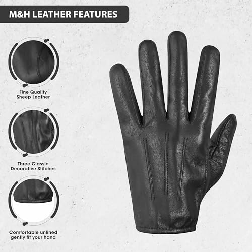 Image of M&H Since 1978 Driving Gloves for Men - Mens Leather Car Gloves